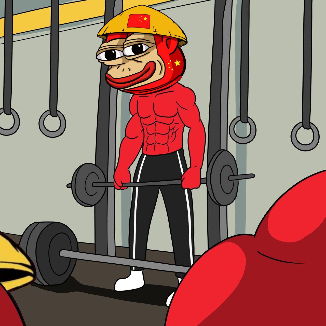 Ponkei squatting at the gym